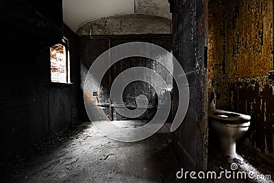 Old messy train wagon interior, detail