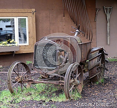 An old model t tractor