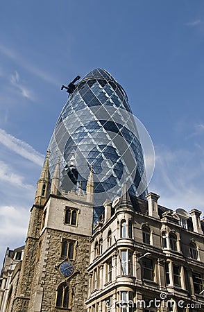 Old and new buildings in City of London