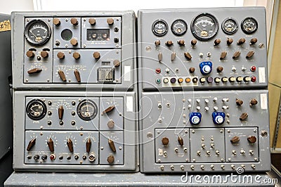 Old Nike Missile Control Panel with dials and lights