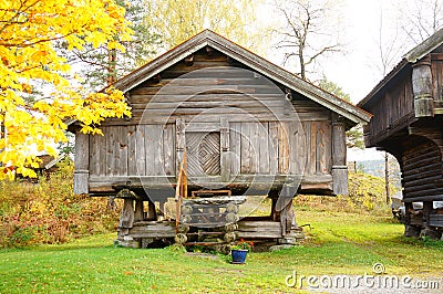 Old norwegian wooden agricultural building