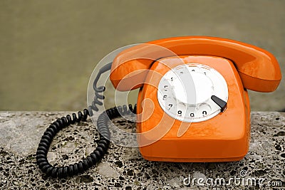 Old orange retro phone