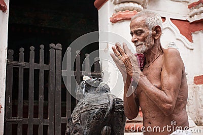 Old Oriyan Priest Praying.