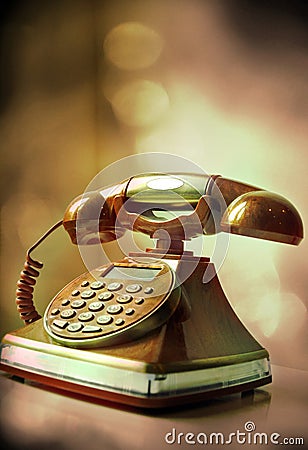 Old phone with retro background