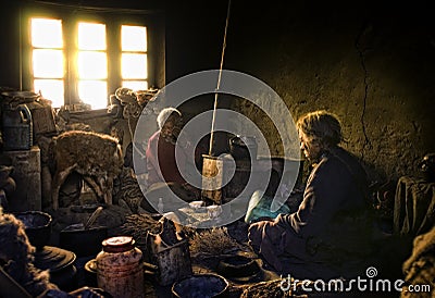 Old and poor people from Korzok village, Ladakh