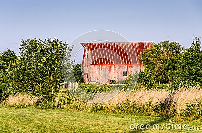 Old red barn on a farm
