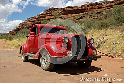 Old red classic car