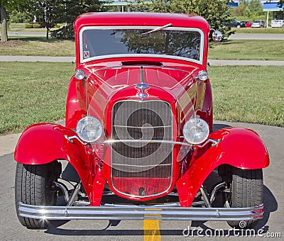 Old Red Ford Hot Rod Front