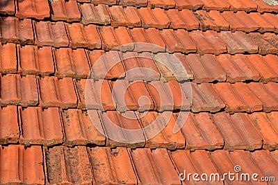 Old red roof texture tile
