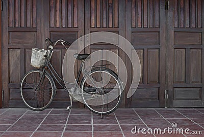 Old black retro bicycle in Vietnam