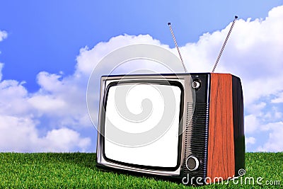 Old retro TV outdoors