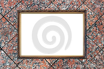 Old russian style frame on granite background