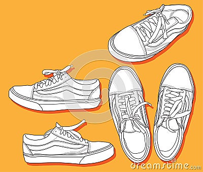 Old school shoes in vector format.