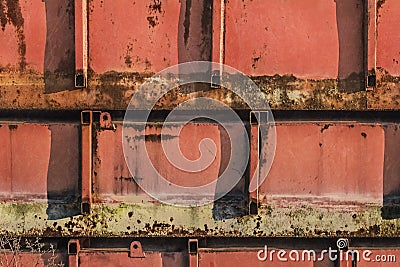 Old Scrapped Red Painted Corroded Buoyant Metal Tanks