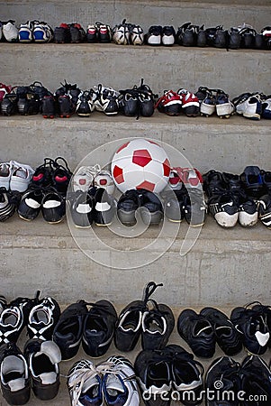Old Soccer Boots & Match Ball