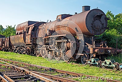 Old steam locomotive in the rust