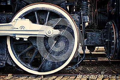 Old Steam Locomotive Vintage Drive Wheel Grunge