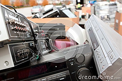 Old Stereos And Electronics Pile Up At Recycling Event