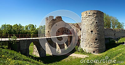 Old stone fortress in Koporye village