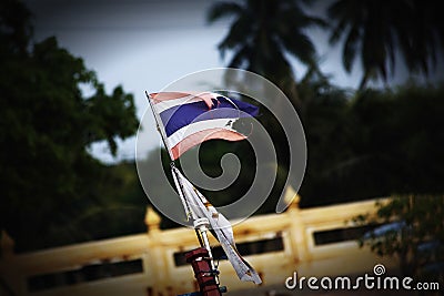 Old thailand flag blowing in the wind