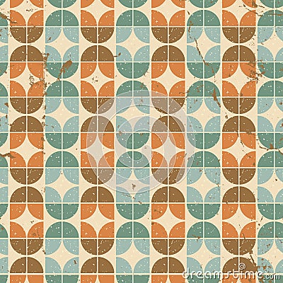 Old tiles seamless background, vector retro style pattern.