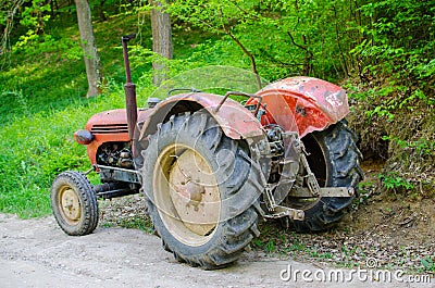 Old tractor on country road