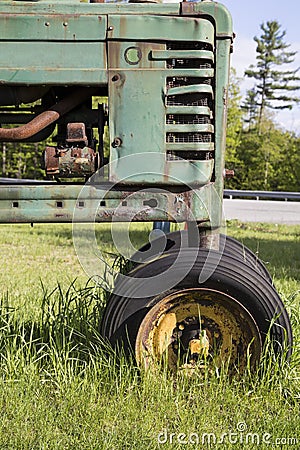 Old tractor in field