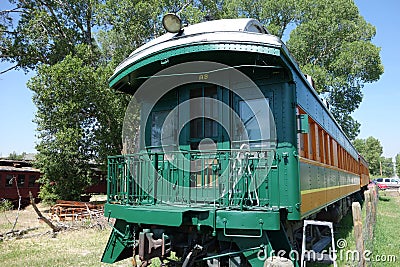 An old train on display in idaho