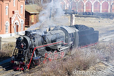 The old train runs on coal