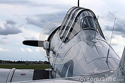 Old fighter plane engine cockpit close up