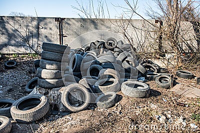 Old used tires dump
