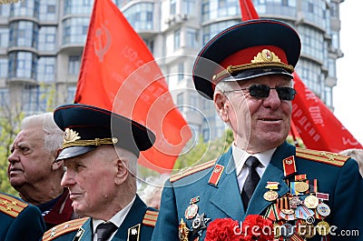 Old veterans come to celebrate Victory Day in commemoration of Soviet soldiers who died during Great Patriotic War,Odessa,Ukraine