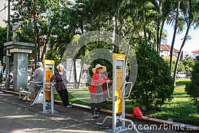 Old vietnamese people exercising in ho chi minh city