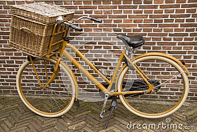 Old vintage bicycle with basket