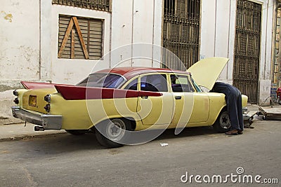 Old vintage Yellow Cuban Car