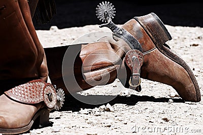 Old West Cowboy Boots & Spurs Royalty Free