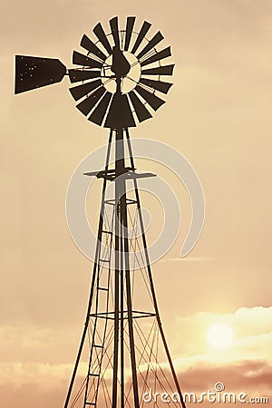 Old windmill in Kansas, USA.