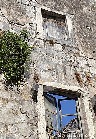 Old window in a stone house