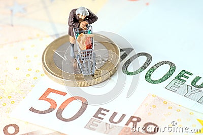 Old woman and euro money