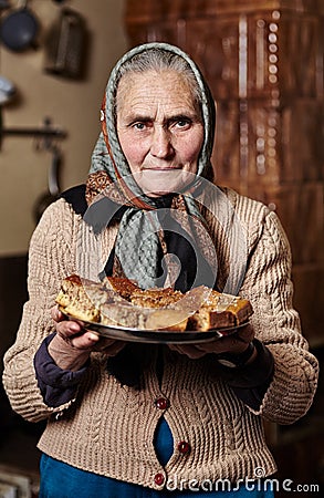 Old woman with homemade cookies