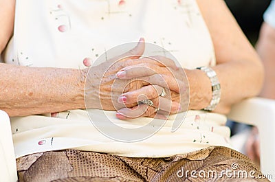 Old woman s hands joined