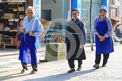 The old women in luoba town,sichuan,china