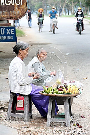 Old women on street market