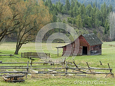 Old wood fence and barn.