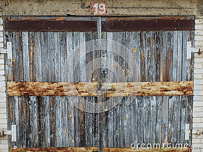 An old wooden garage door