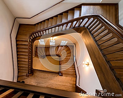 Old, wooden spiral staircase