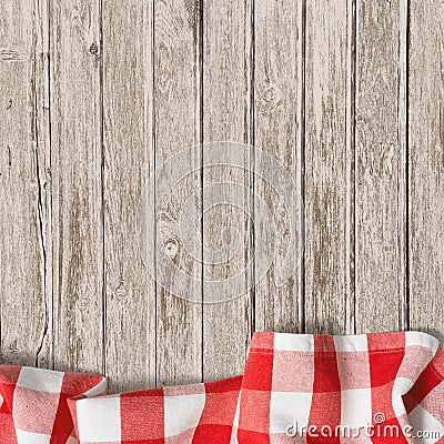 Old Wooden Table Background With Picnic Tablecloth Stock Photo - Image 