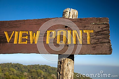 Old wooden viewpoint sign