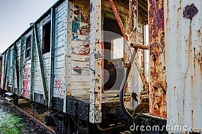 Old wooden wagon of train