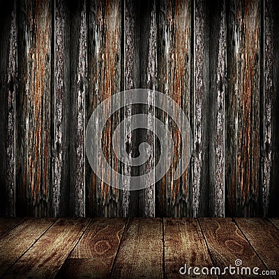 Old wooden wall and wooden floor